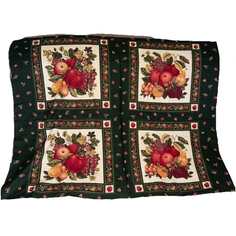 Vtg Springs Industries Fruit Panel Fabric Pillow Quilt Apples Grapes 35 X 46